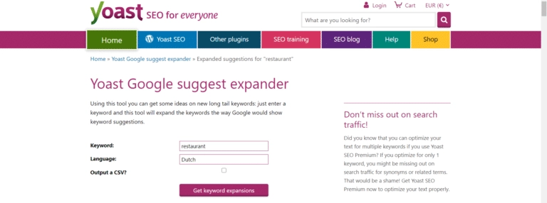 Zoekwoordenonderzoek tools yoast