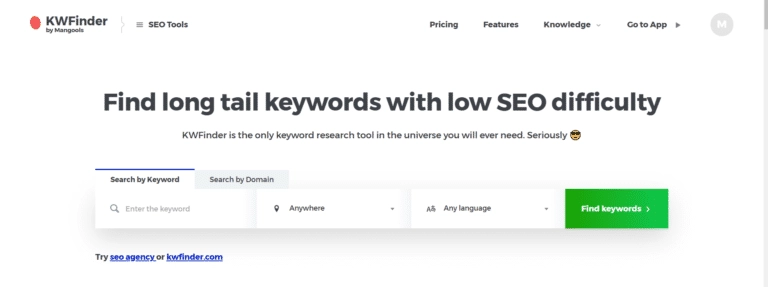 Kwfinder zoekwoordenonderzoek